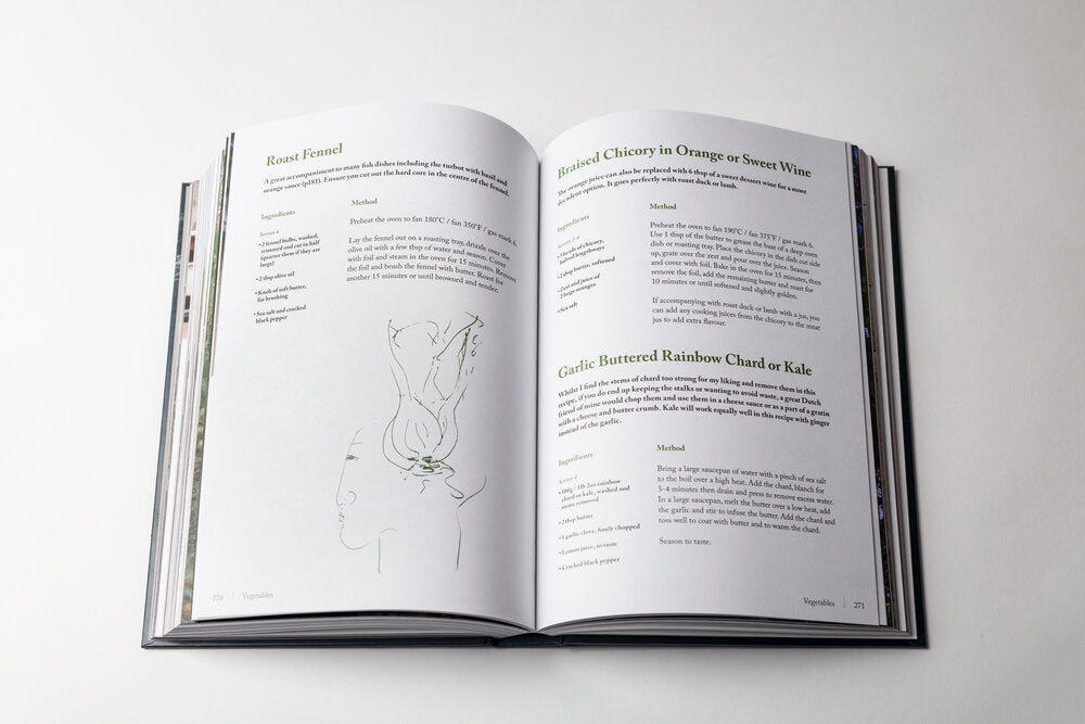 Book called My Wild Atlantic Kitchen, Recipes and Recollection. Maura O'Connell Foley. Opened on a recipe page with three detailed recipes.