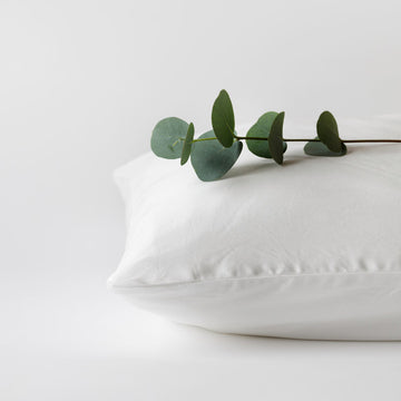 White oxford pillowcase by Inish Living with a green plant above it