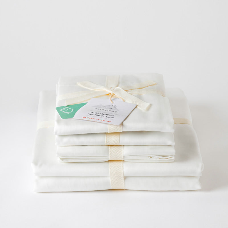 Inish Living 100% Tencel lyocell white luxury bed linen bundle available in Ireland